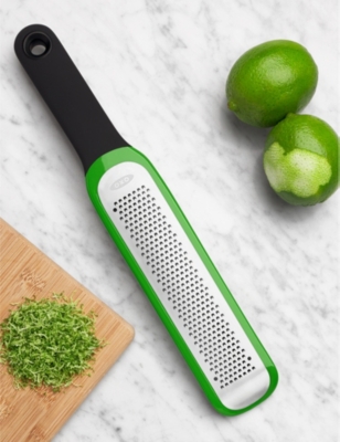 Shop Oxo Good Grips Black & Silver/green Stainless-steel Etched Zester And Grater