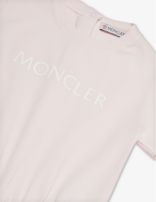 Shop Moncler Girls Pink Kids Big Romper 6 Months - 2 Years Stretch-cotton Playsuit