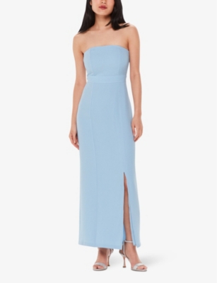 Shop Whistles Women's Pale Blue Gemma Slim-fit Strapless Stretch Recycled-polyester Maxi Dress