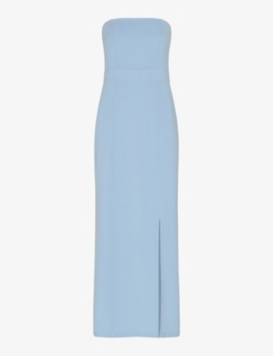Whistles Womens Pale Blue Gemma Slim-fit Strapless Stretch Recycled-polyester Maxi Dress