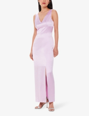 WHISTLES: Charlotte V-neck satin maxi dress