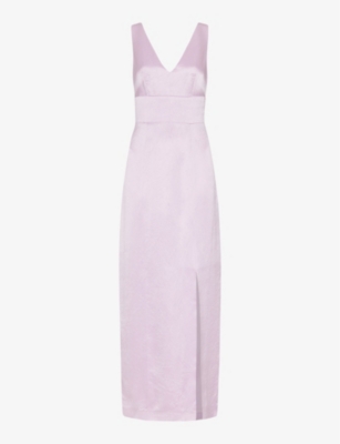 WHISTLES: Charlotte V-neck satin maxi dress
