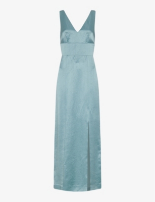 WHISTLES: Charlotte V-neck satin maxi dress