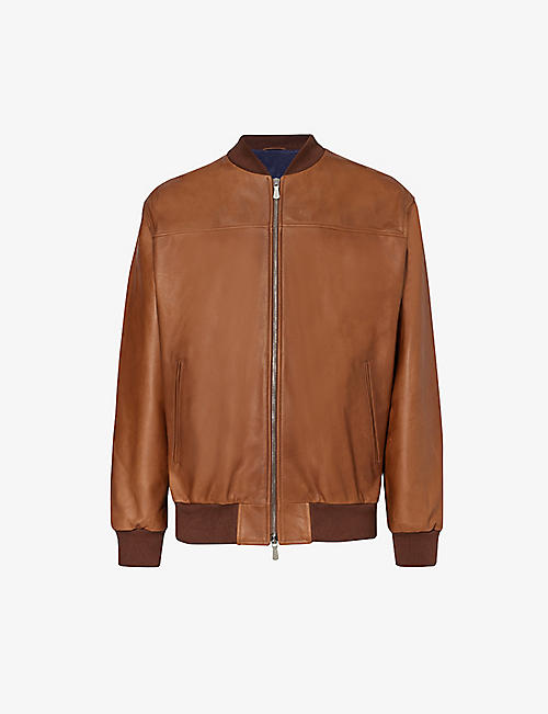 ELEVENTY: Bomber stand-collar leather jacket