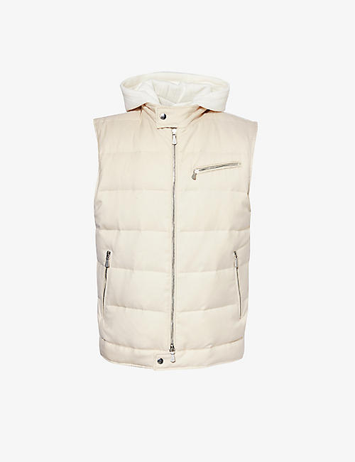 ELEVENTY: Detachable-hood quilted cashmere and silk-blend down gilet