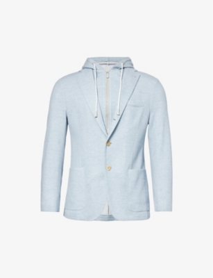 ELEVENTY: Single-breasted hooded cotton and cashmere-blend blazer