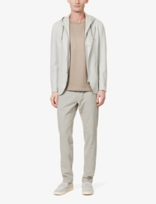 Shop Eleventy Men's Grey Hooded Notched-lapel Woven Blazer