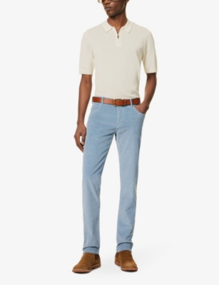 Shop Eleventy Men's White And Sand Zip-neck Regular-fit Cotton-knit Polo Shirt