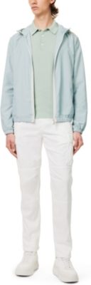 Shop Eleventy Men's Green Short-sleeved Ribbed-trim Cotton-knit Polo Shirt