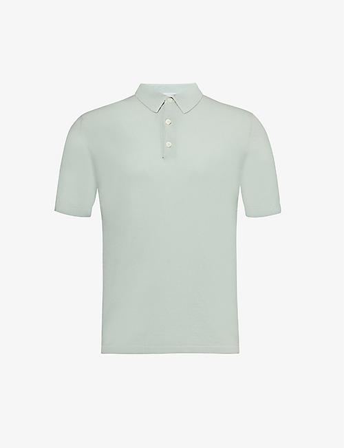 ELEVENTY: Short-sleeved ribbed-trim cotton-knit polo shirt