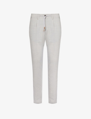 ELEVENTY: Drawstring-waist slim-fit stretch-wool trousers