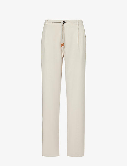 ELEVENTY: Drawstring-waist straight-leg linen-blend trousers