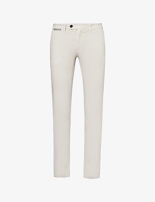 ELEVENTY: Slim-fit straight-leg stretch-cotton trousers