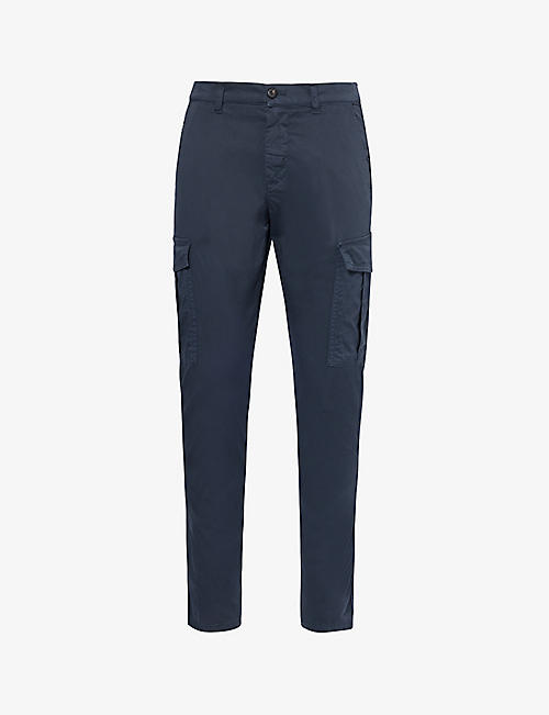 ELEVENTY: Flap-pocket slim-fit straight-leg stretch-cotton trousers