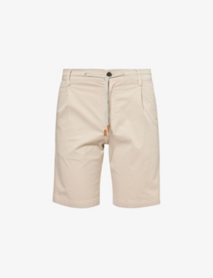 Eleventy Mens Sand Drawstring-waist Stretch-cotton Shorts