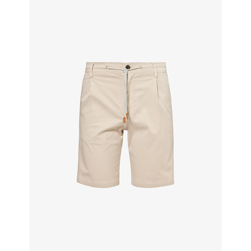 Eleventy Mens Sand Drawstring-waist Stretch-cotton Shorts