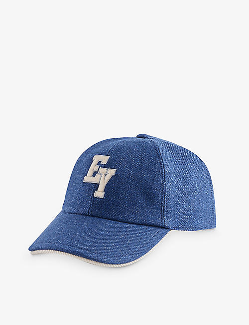 ELEVENTY: Brand-appliqué linen-blend cap