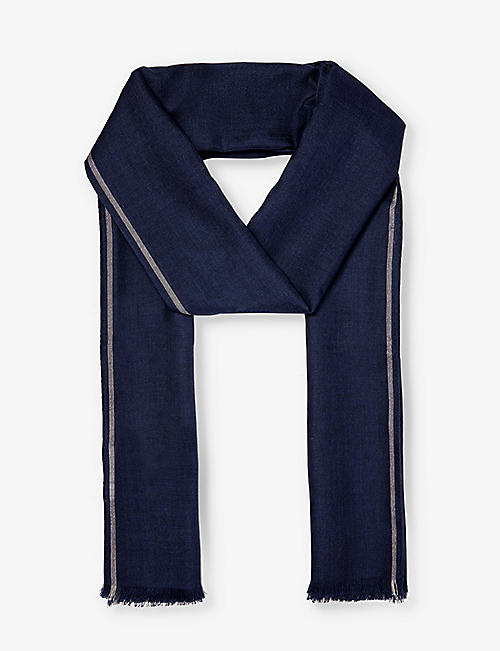 ELEVENTY: Frayed-trim cashmere and silk-blend scarf