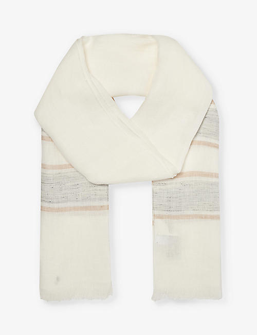 ELEVENTY: Fringed-trim semi-sheer linen scarf