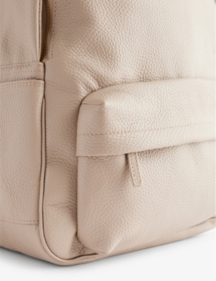 Shop Eleventy Zip-pocket Leather Backpack In Sand