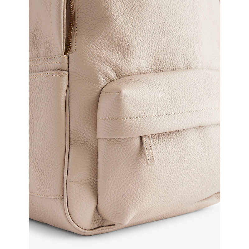 Shop Eleventy Zip-pocket Leather Backpack In Sand