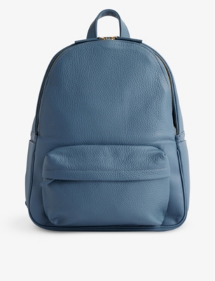 Shop Eleventy Mens Light Blue Zip-pocket Leather Backpack