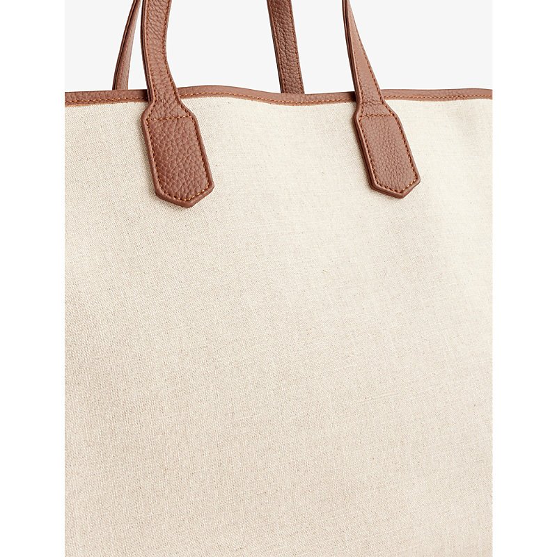 Shop Eleventy Sand Contrast-trim Woven Tote Bag