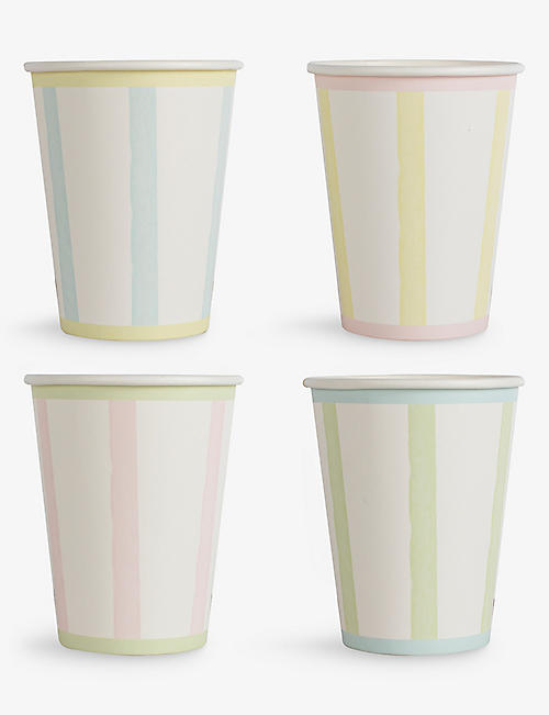 GINGER RAY: Stripe-print paper cups pack of eight