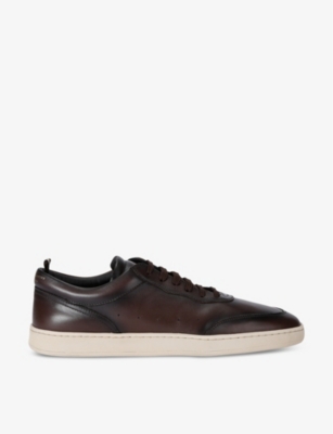 Officine Creative Mens Dark Brown Kris Lux Logo-embellished Leather Low-top Trainers In Dark Brown