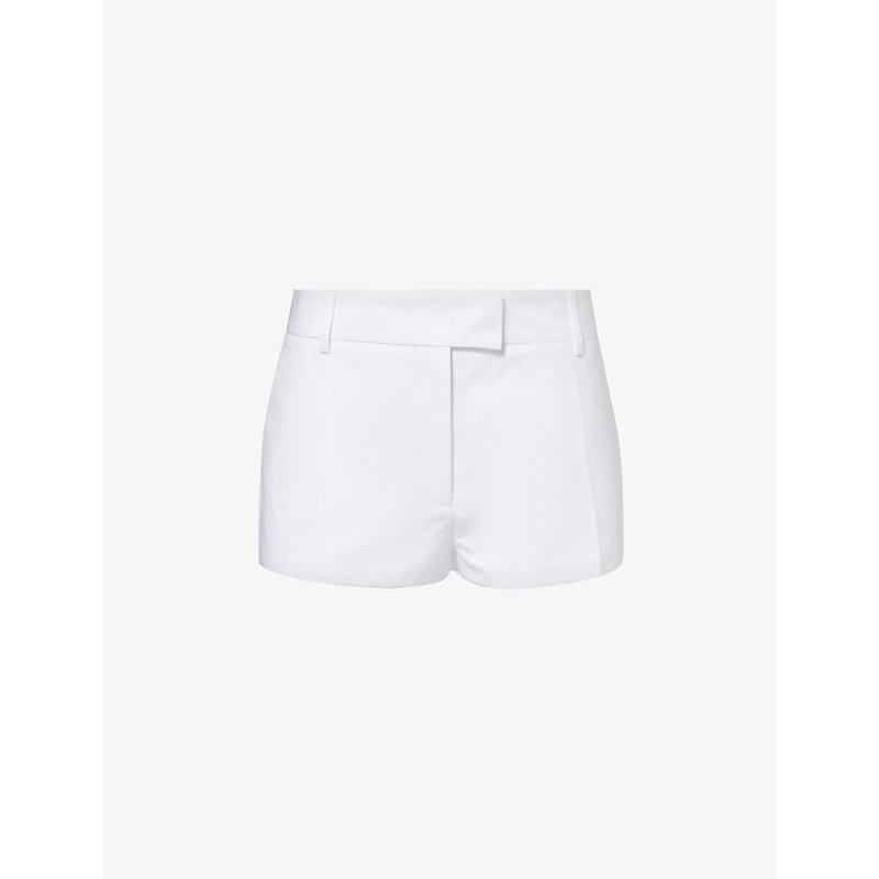 Valentino Pressed-crease Slim-fit Cotton Shorts In Bianco Ottico