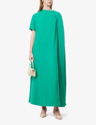 Shop Valentino Garavani Women's Chloris Draped Straight-hem Silk Midi Dress