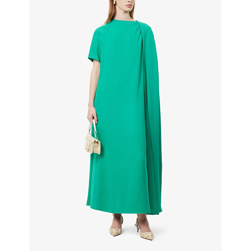 Shop Valentino Garavani Women's Chloris Draped Straight-hem Silk Midi Dress