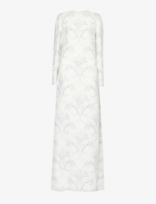 VALENTINO GARAVANI - Floral-pattern flared-hem silk maxi dress |  Selfridges.com
