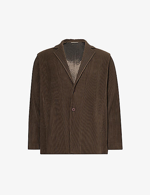 HOMME PLISSE ISSEY MIYAKE: Basic single-breasted knitted jacket