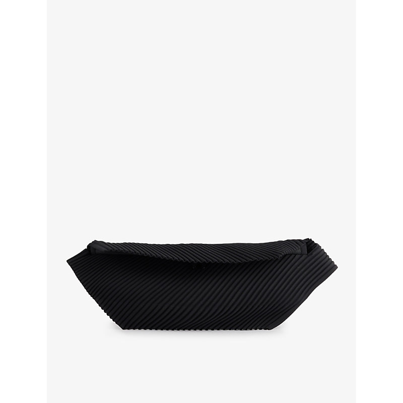 Shop Issey Miyake Homme Plisse  15-black Pleated Brand-debossed Woven Belt Bag