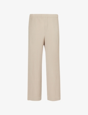 HOMME PLISSE ISSEY MIYAKE: Pleated straight-leg regular-fit knitted trousers