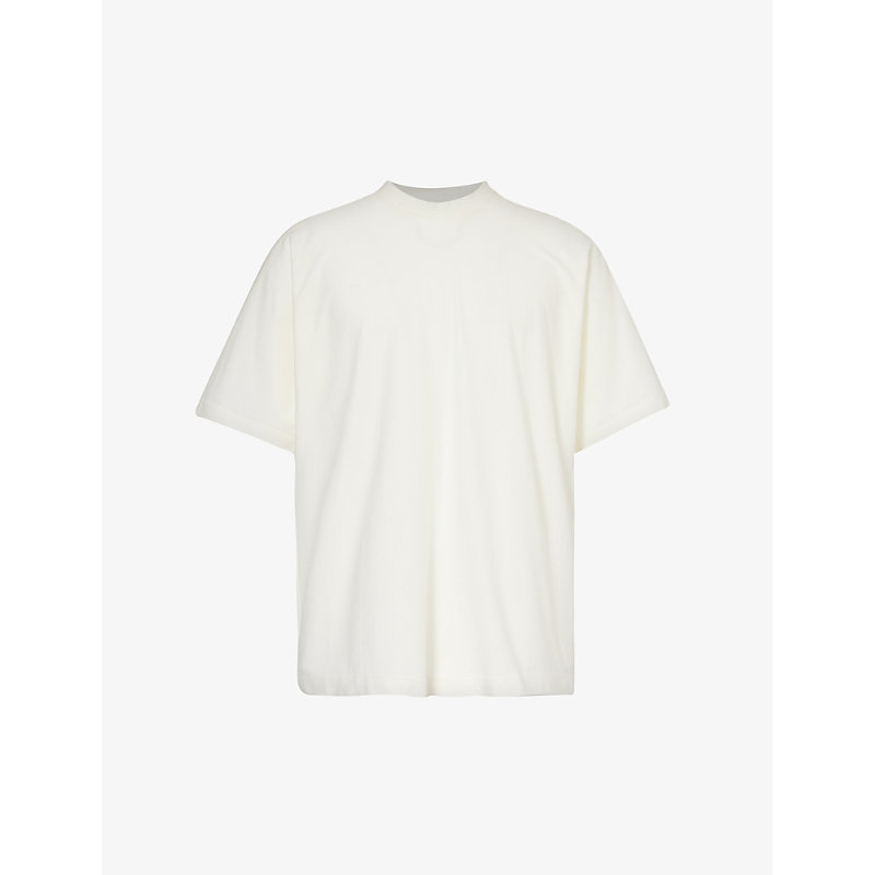 Shop Issey Miyake Homme Plisse  Men's 01-white Basic Release Relaxed-fit Cotton-jersey T-shirt