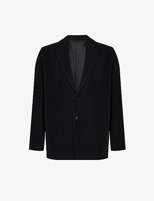 HOMME PLISSE ISSEY MIYAKE: Basic pleated regular-fit knitted jacket
