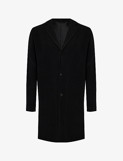 HOMME PLISSE ISSEY MIYAKE: Basic pleated regular-fit knitted overcoat