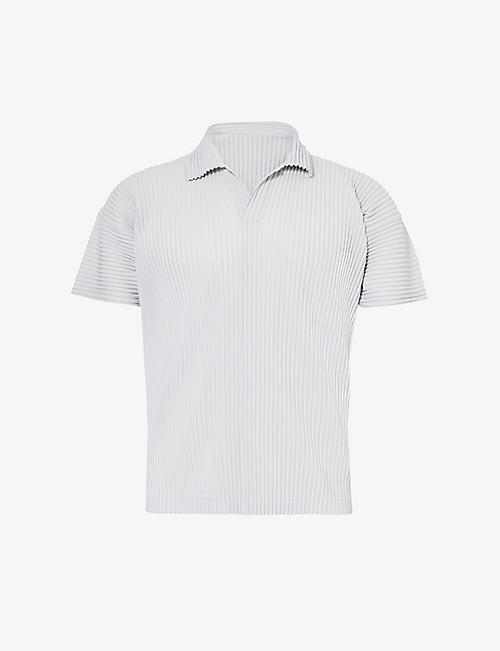 HOMME PLISSE ISSEY MIYAKE: Pleated regular-fit knitted polo shirt