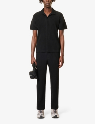 HOMME PLISSE ISSEY MIYAKE: Pleated regular-fit knitted polo shirt