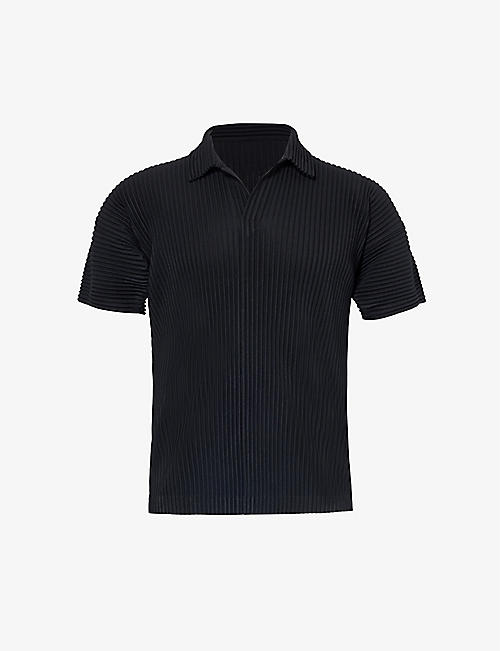 HOMME PLISSE ISSEY MIYAKE: Pleated regular-fit knitted polo shirt