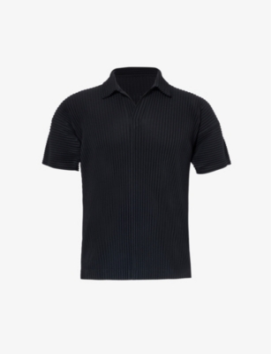 HOMME PLISSE ISSEY MIYAKE: Pleated regular-fit knitted polo shirt
