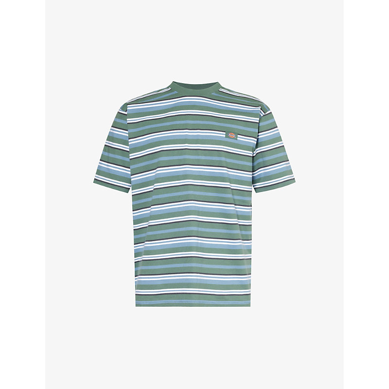 Shop Dickies Mens Hrzntl Yd Stripe Coronet Glade Spring Striped Cotton-jersey T-shirt
