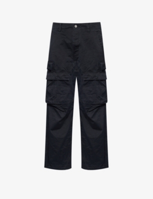 PURPLE BRAND: Flap-pocket wide-leg cotton-twill trousers