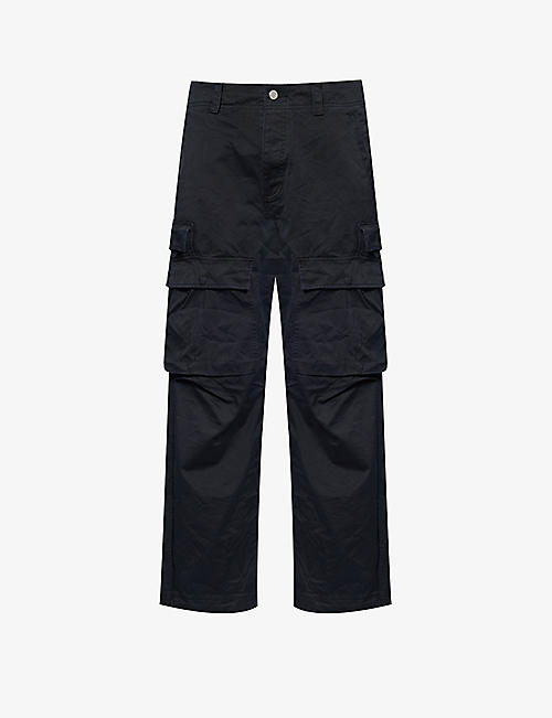 PURPLE BRAND: Flap-pocket wide-leg cotton-twill trousers