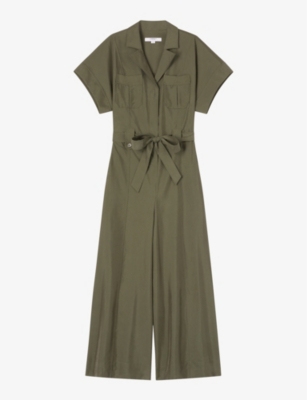 Shop Lk Bennett Women's Gre-khaki Isla Wide-leg Woven Jumpsuit