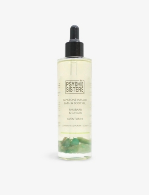 Psychic Sisters Green Aventurine Gemstone-infused Bath And Body Oil 100ml In Transparent