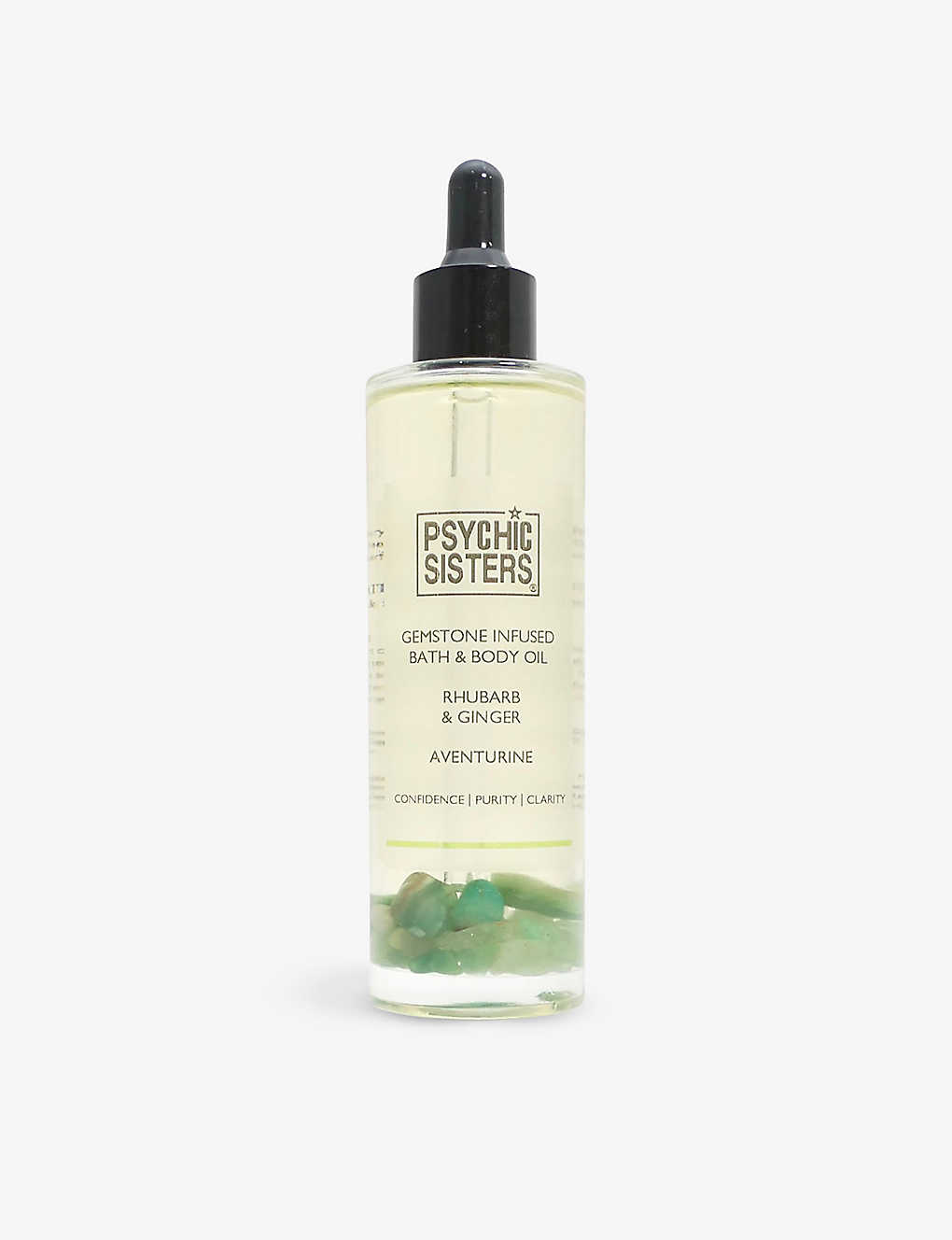 Psychic Sisters Green Aventurine Gemstone-infused Bath And Body Oil 100ml In Transparent