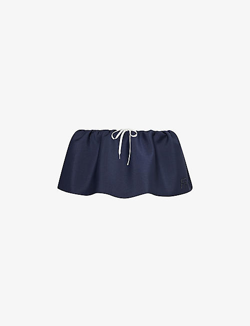 MIU MIU: Low-rise puffed wool-blend mini skirt